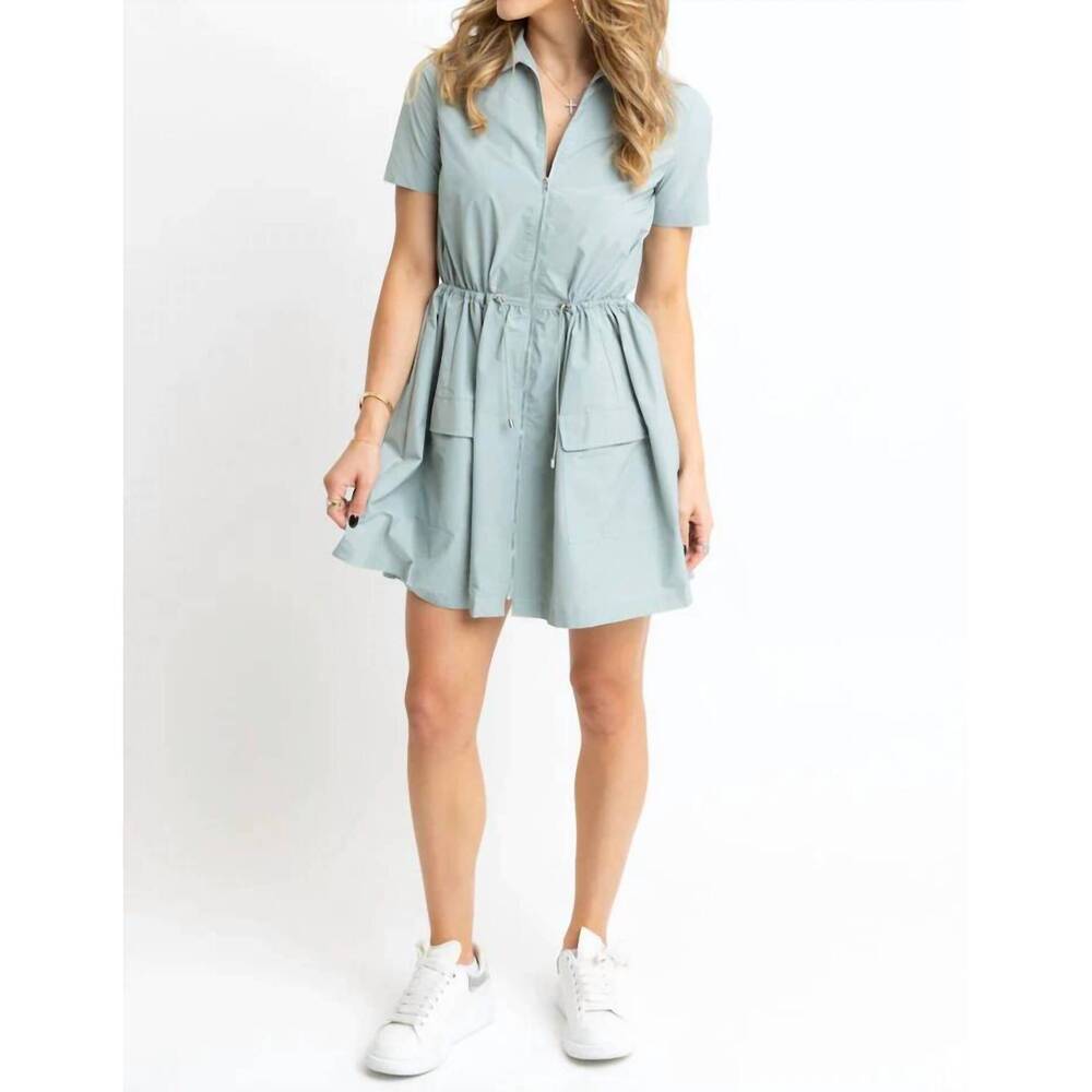 NEW KARLIE seaside utility mini dress in sage